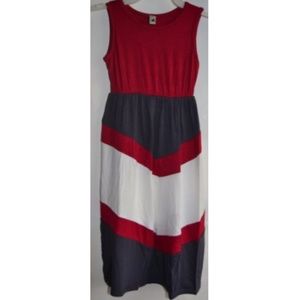 Girl's Maxi Dress Red Gray White Chevron 2T - 12